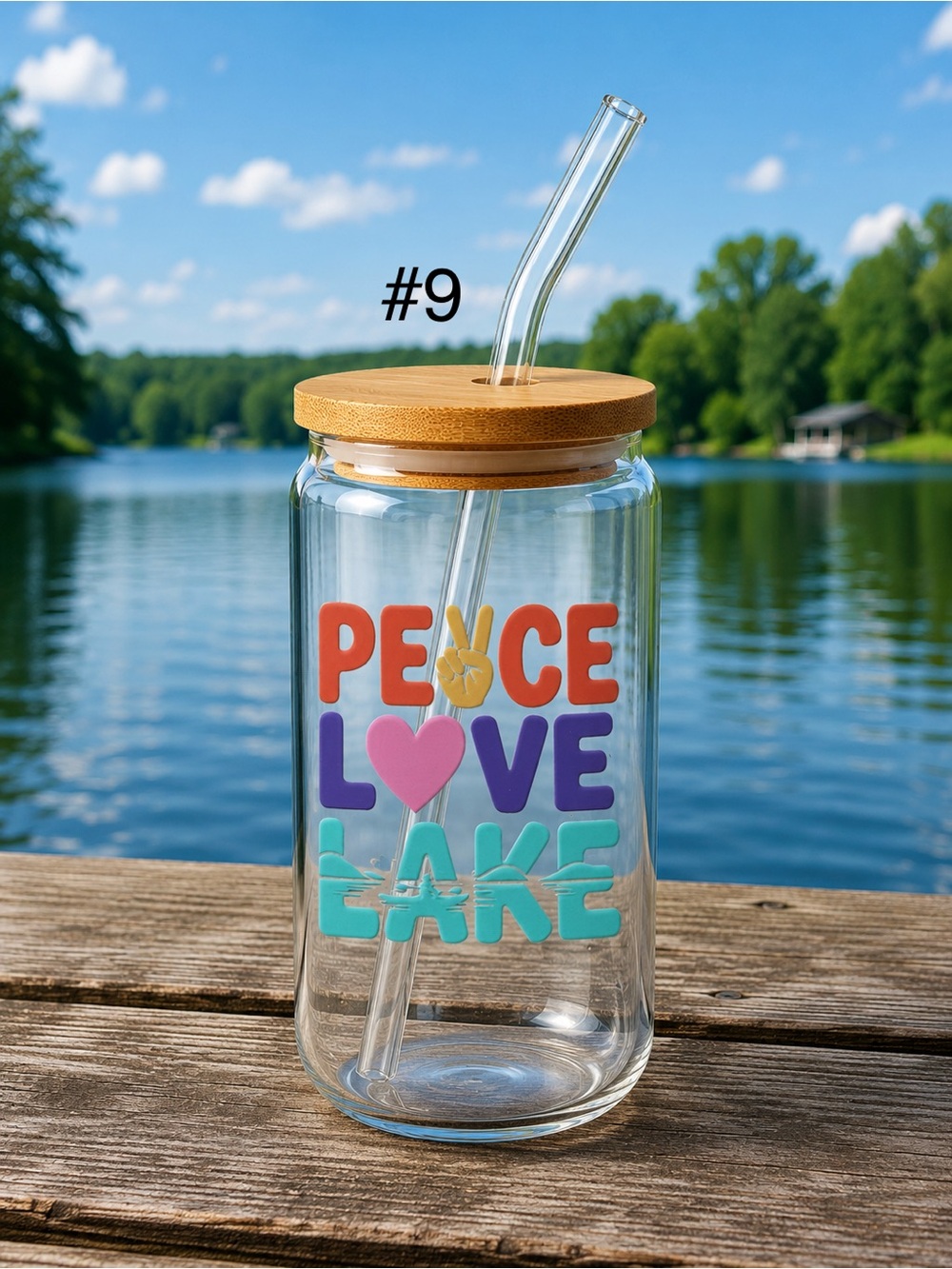 *Buy now lake life/boaters 16 ounce glass tumbler with bamboo lid and straw - Picture 9 of 13